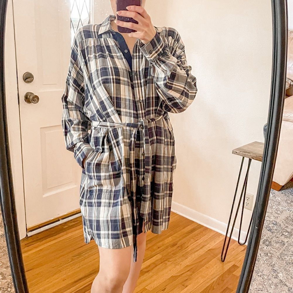 ATM Anthony Thomas Melillo Plaid Shirt Dress L